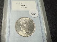 1923 Peace Dollar, AACGS MS62