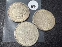 (3 X $) 1921-D, (2) 1921 Morgan Dollars