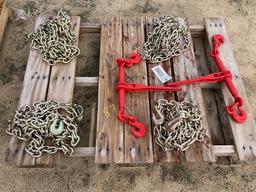 (4) 3/8" Chains & (2) Ratchet Binders