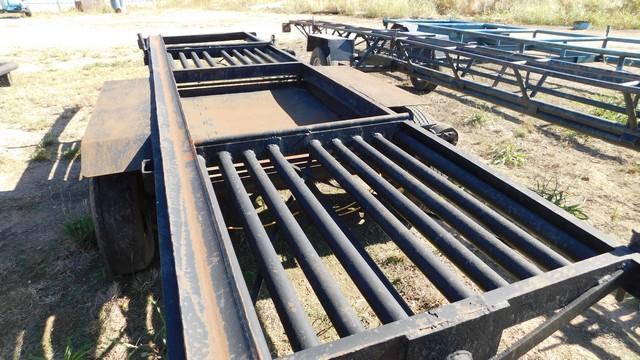 (9193) SHOPBUILT T/A BP PIPE TRAILER, 4'W X 25'L, LANDING GEAR, TOOL CONTAINER,