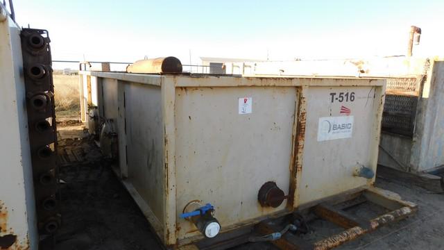 4'8"H x 8'4"W x 20'L Mud Tank, Sgl Comp, Gas Buster, Slant Bottom, (2) Drain Dum