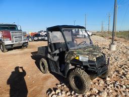 (5004) POLARIS 570 EFI RANGER W/ TILT BED, GASOLINE, SHOWS 875 MILES, SHOWS 215