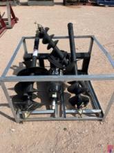 UNUSED GREATBEAR SKID STEER AUGER ATTACHMENT W/ 3 BITS
