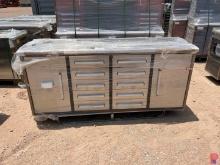 7'L X 2'W X 3'H STAINLESS STEEL TOOLBOX W/ (10) DRAWERS & (2) CABINETS