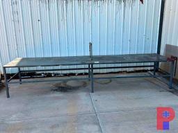 16'X 4' X 3'STEEL WORK TABLE W/ RIGID PIPE VICE