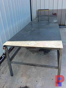 16'X 4' X 3'STEEL WORK TABLE W/ RIGID PIPE VICE