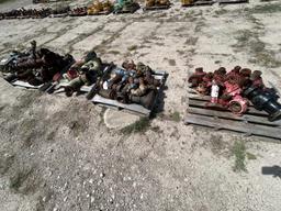 (4) PALLETS (1) W/ BALON 600 SERIES NACE 4 X 4" BALL VALVE, WECO FLANGE ADAPTERS, (1) W/ 4" FIG 206