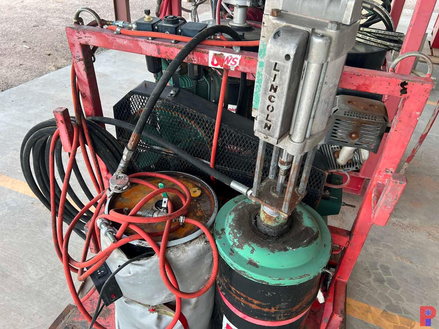 TWO BARREL GREASE SKID W/ HONDA GX390 ENGINE