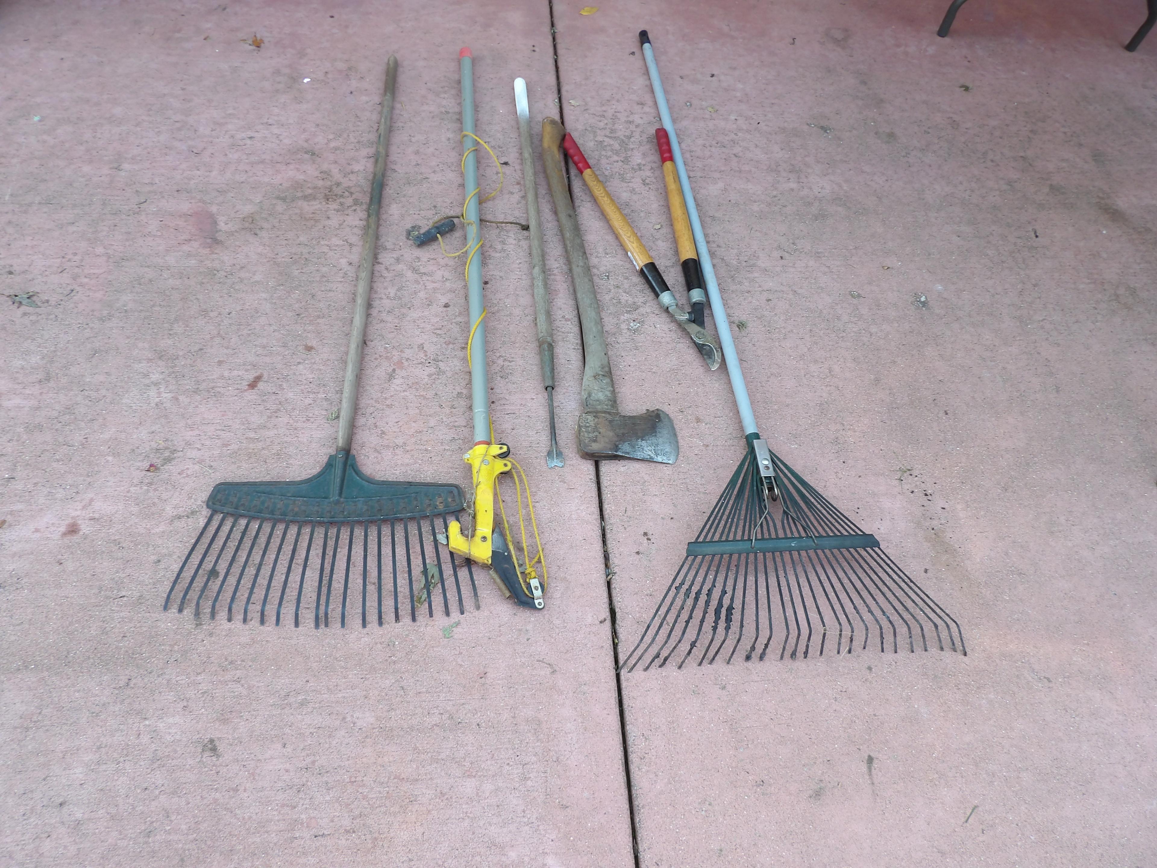 Pole Saw, Rakes, Axe