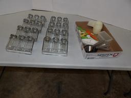 2 Spice Racks w/Jars, Measuring Cups & Spoons
