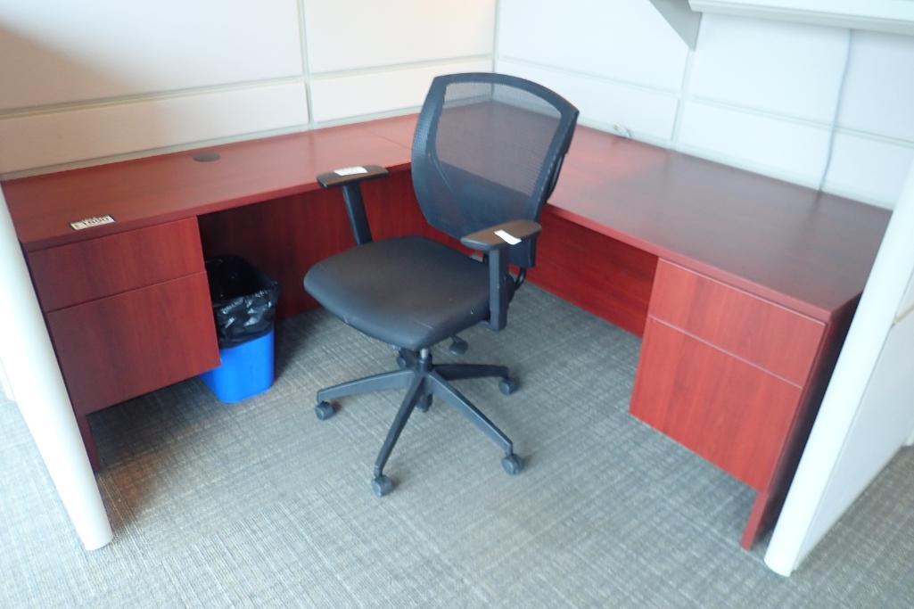 L-shaped Double Pedestal Desk w/ Task Chair.