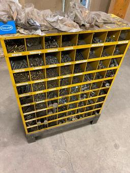 72-Compartment Parts Bin w/ Asst. Contents including Bolts, Nuts, Washers, etc.