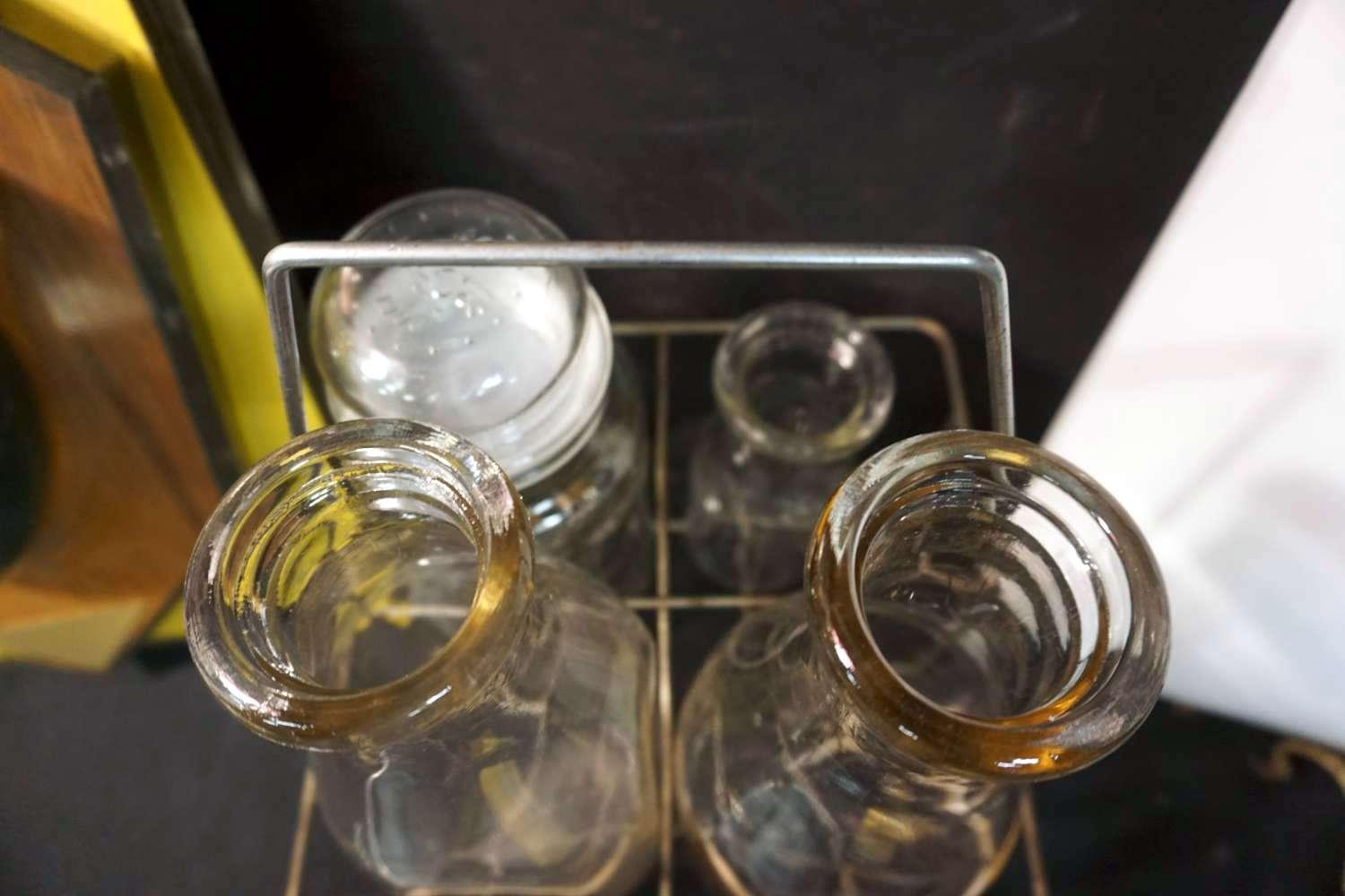 Light Fixture, Pans, Milk Bottles, Filters, Tools