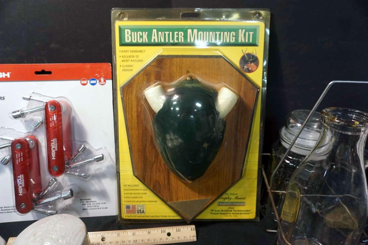 Light Fixture, Pans, Milk Bottles, Filters, Tools