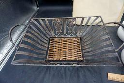 Baskets, Soup Bowl w/ Handles & Lids, Antique Aviary Book