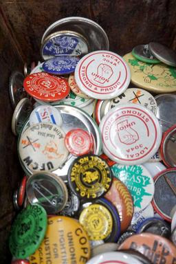SHoe Shine Box w/ Political Buttons & Pins