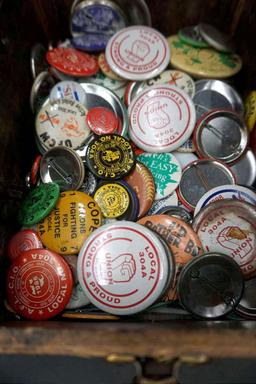 SHoe Shine Box w/ Political Buttons & Pins