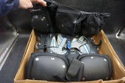 Roller blades and pads.
