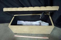 Tan Ottoman w/ storage & rugs