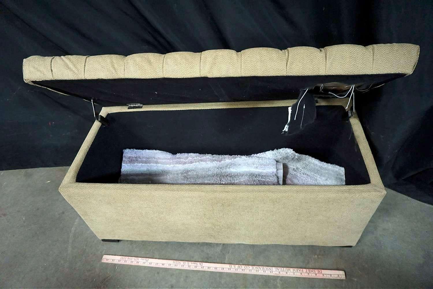 Tan Ottoman w/ storage & rugs