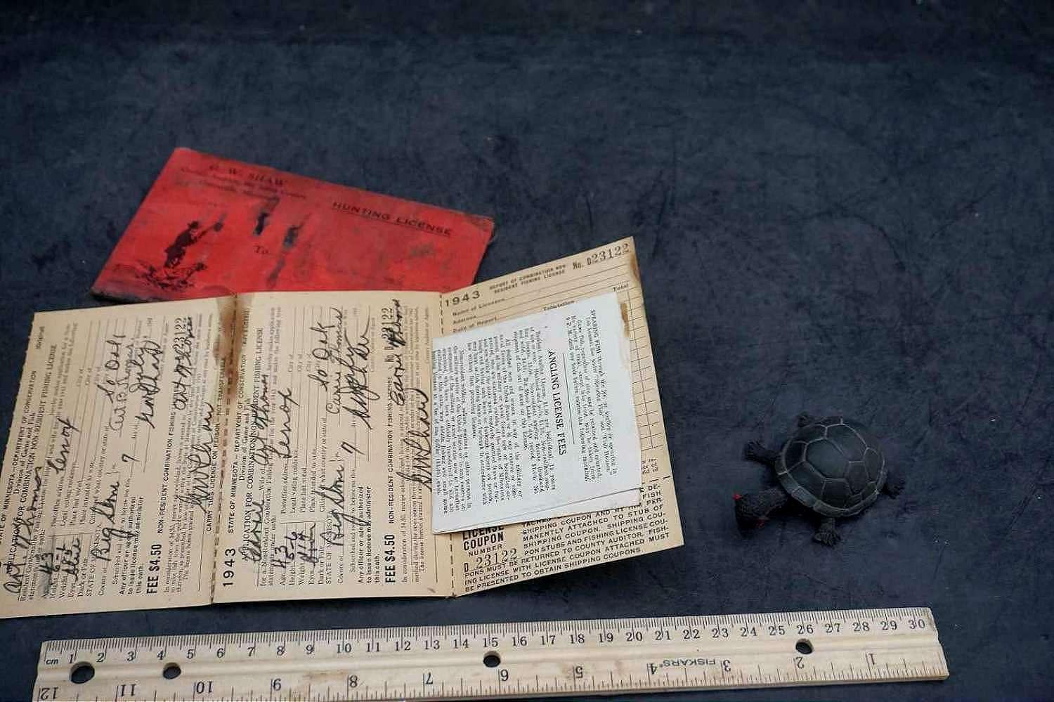 Old Angling License & Turtle