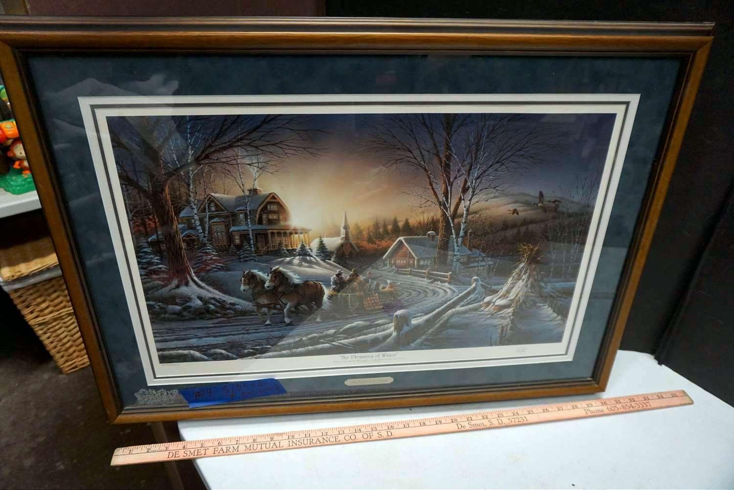 "The Pleasures of Winter" by Terry Redlin., Artist Proof. Numbered & Signed