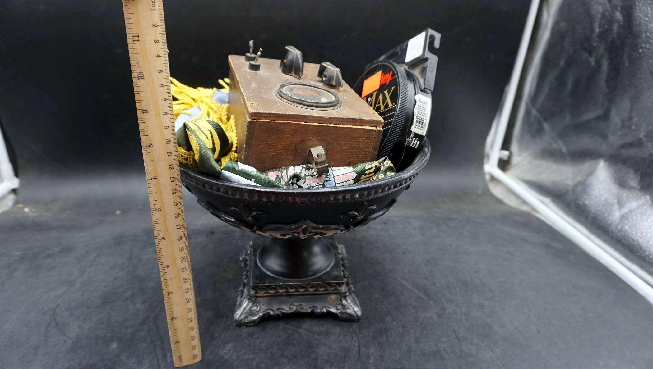 Decorative Bowl, Fort Snelling MN Tapestry, Tri Max & Wooden Electronic (empty inside)