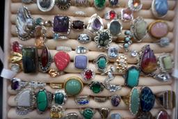 Purple Jewelry Box Case W/ 86 Rings