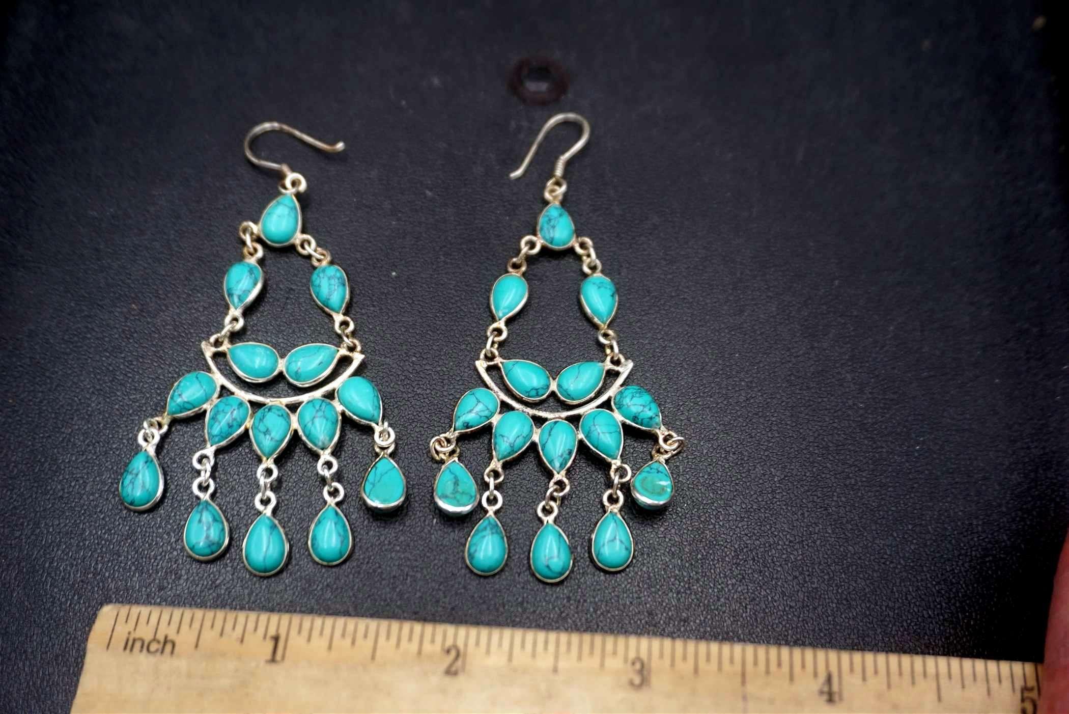 Sterling Silver Turquoise Stone Earrings