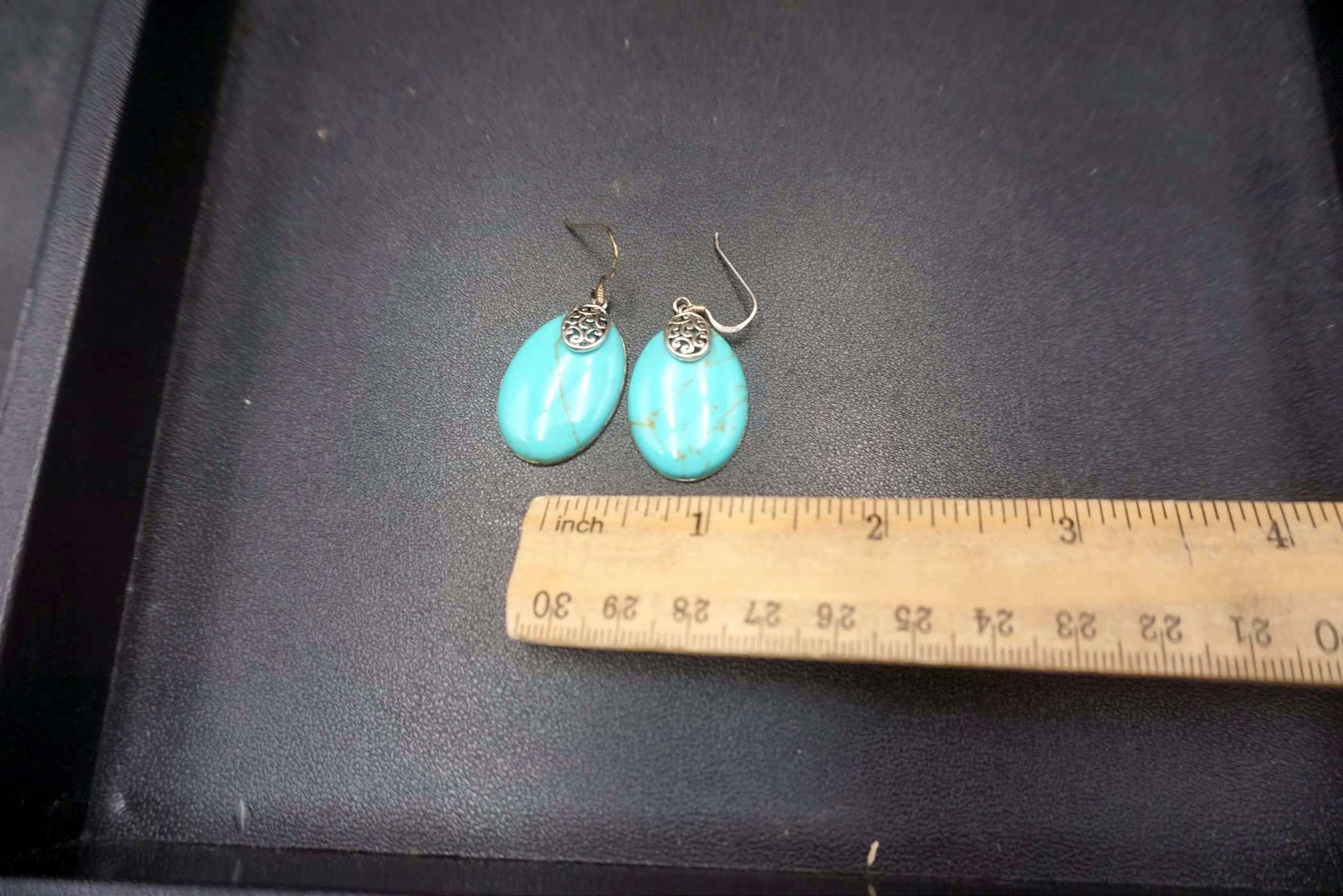 Sterling Silver Turquoise Stone Earrings