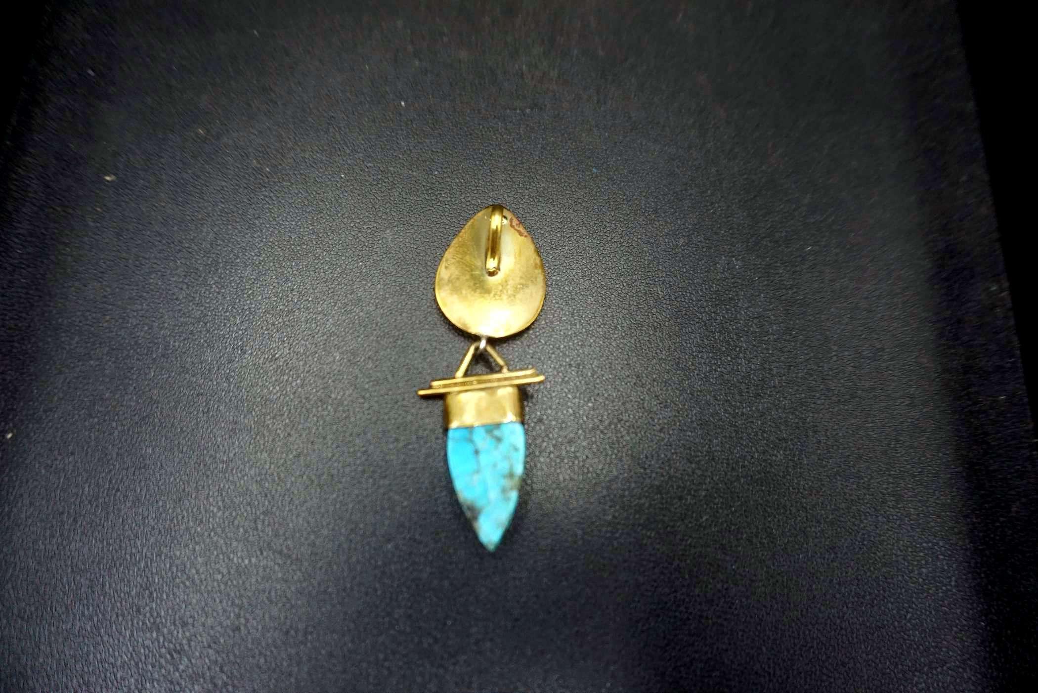 Sterling Silver Gold-Toned Turquoise Stone Pendant