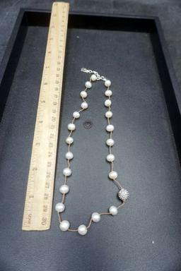 Sterling Silver Real Pearl Necklace