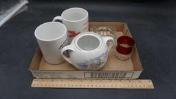 2 Mugs, Teapot Base, Ashtray & Cup