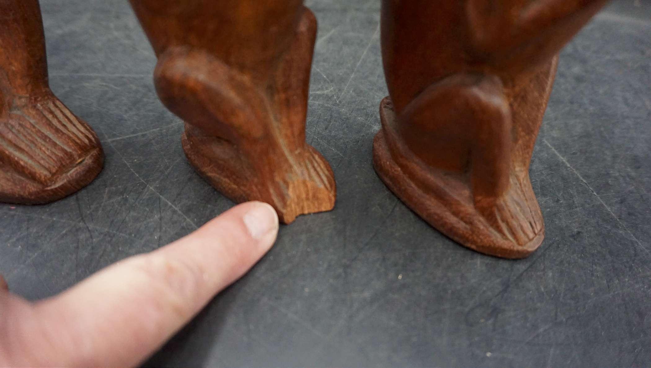 3 Monkey Figurines (Small Chip On Feet Of One)