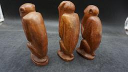 3 Monkey Figurines (Small Chip On Feet Of One)