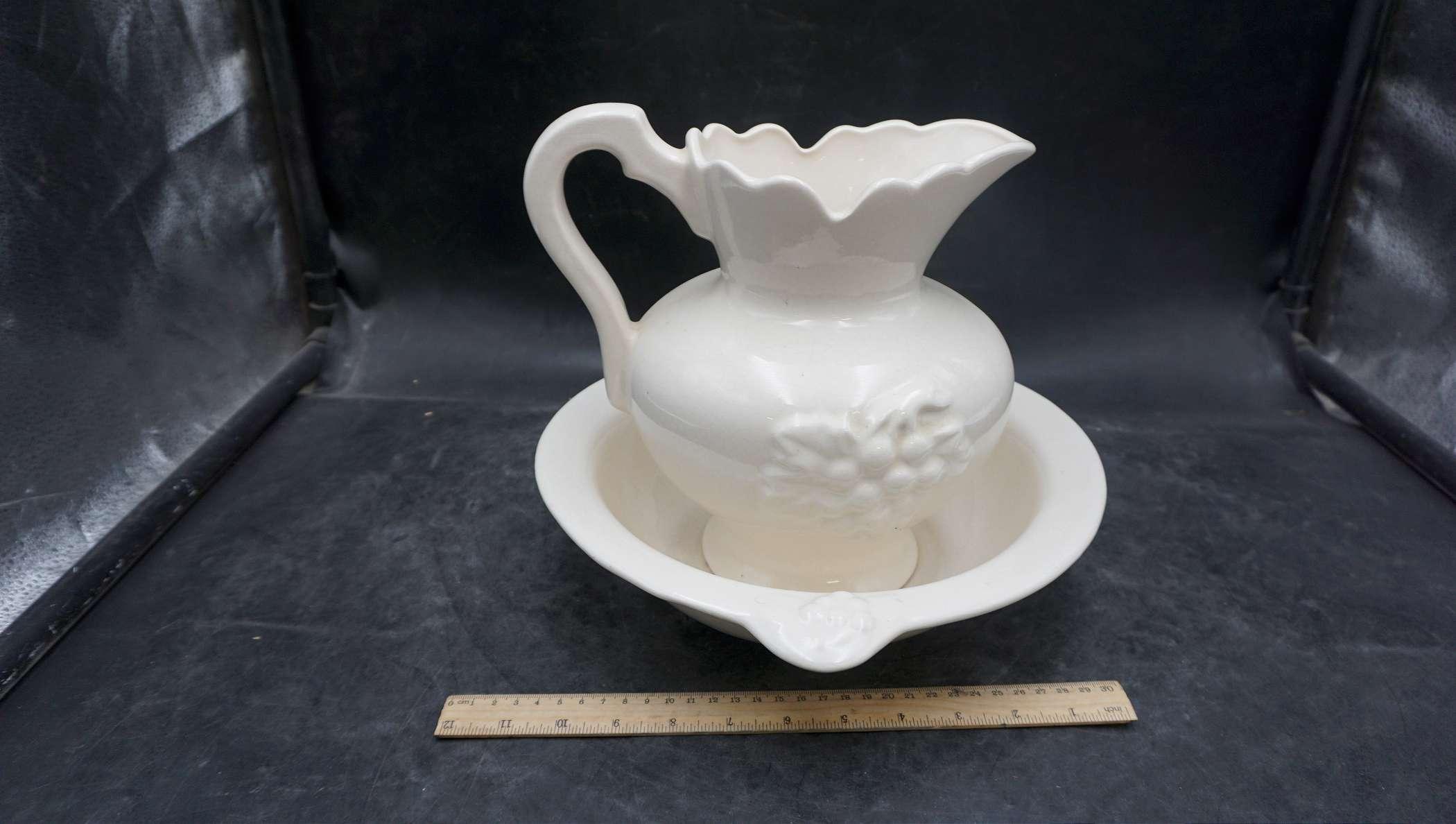 Pitcher & Bowl (Small Chip On Base)