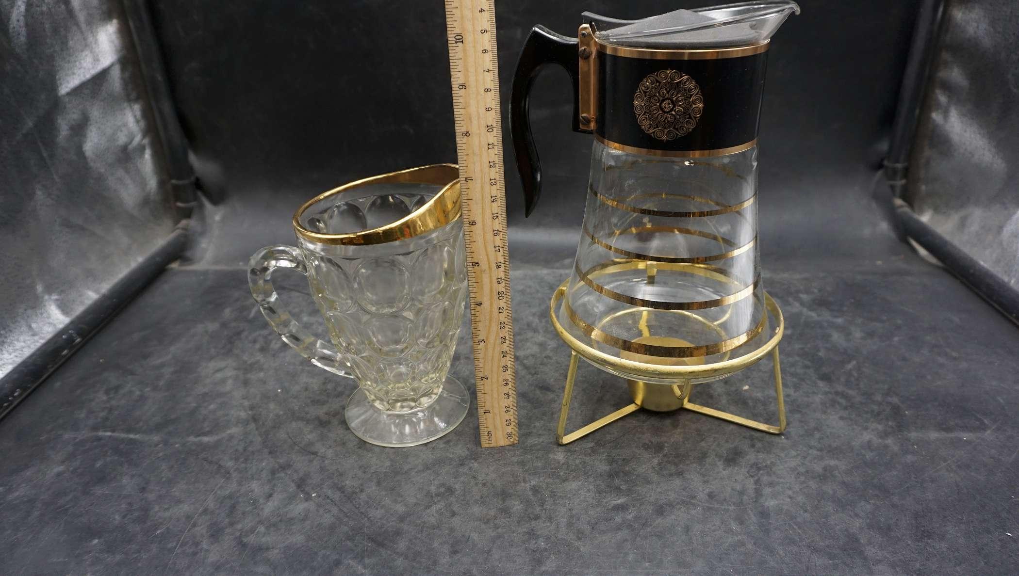 2 - Glass Pitcher & One Stand