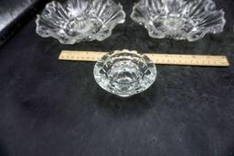 Glass Ruffle Candlestick Holders, Glass Wheelbarrow & Man Half A Cup Mug