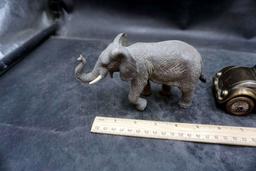 Elephant Toy Figurine & Farmers State Bank Parkston, Sd Car Bank W/ Key