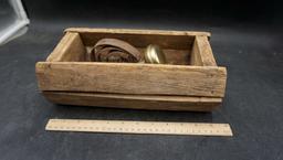 Wooden Box W/ Comb & Door Knobs