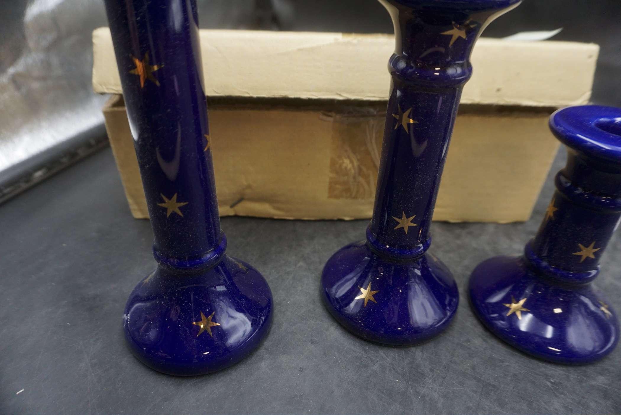 Blue Star Candlestick Holders & White Candlestick Holder (Made In Italy)