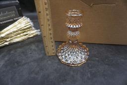 16" Indoor/Outdoor Twinkle Gold Sphere & Glass Candlestick Holders