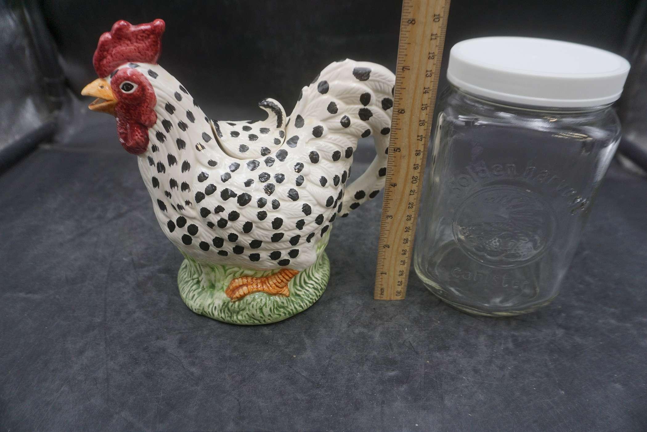 Rooster Pitcher & Glass Golden Harvest Canister