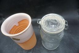 Vase (Made In France) & Glass Jar