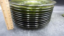 Green Glass Dish Set