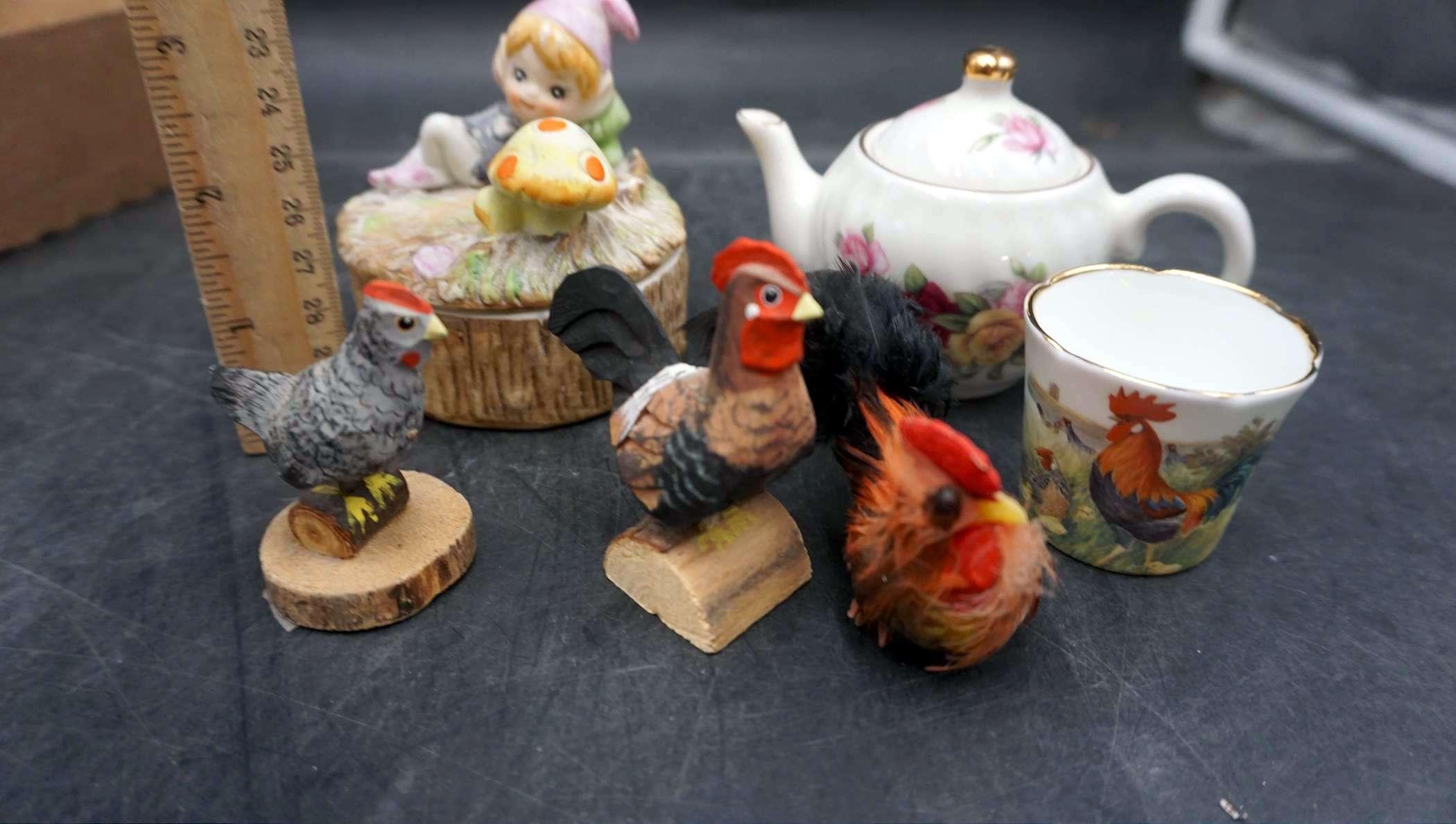 Mini Tea Set, Bottle, Figurines & Trinket Dish
