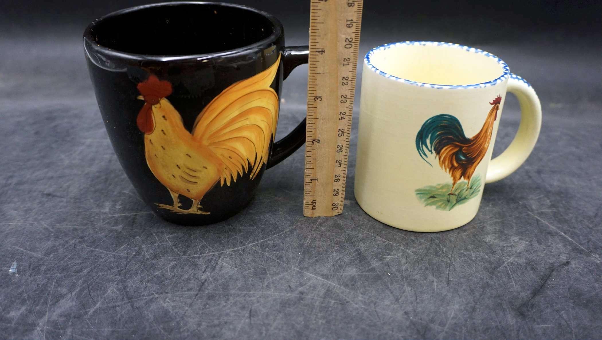 Rooster & Hen Figurines, Rooster Mugs