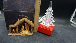 Mosaic Candle, Snowman Figurine, Box, Handmade Pieces, Nativity Scene , Tree
