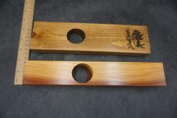 2 - Wooden South Dakota Buffalo Wine Bottle Holders