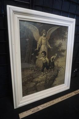 Framed Picture Of Angel Protecting 2 Children